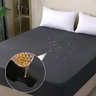 ohano Waterproof Mattress Protector, 90 x 200 cm Fitted Sheet, Breathable Mattress Cover, Incontinence Mattress Topper, Moisture Protection, Fitted Sheet, for All Seasons, Dark Grey