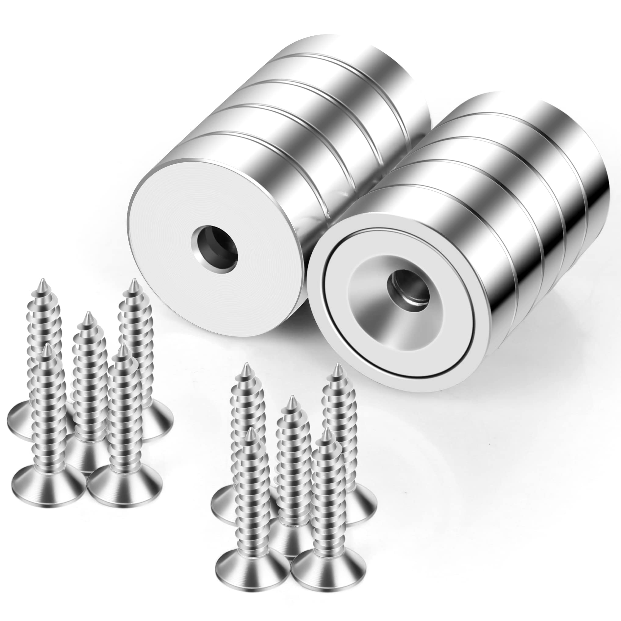 Neosmuk Magnets with Hole, 15kg Strong Round Cup Magnets for Wall, Heavy Duty Ma