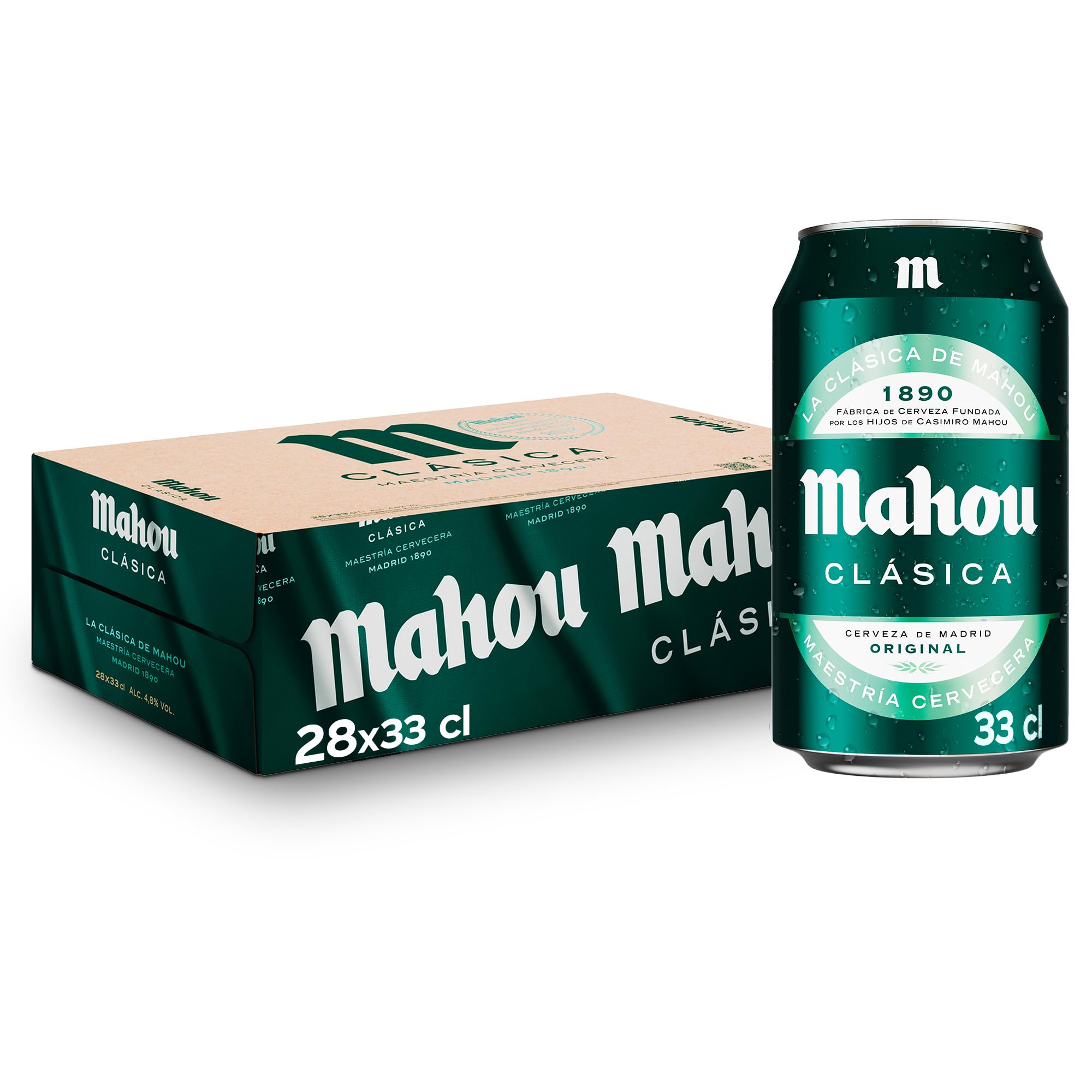 Mahou Classic, Golden Lager Beer, Pack 28 Cans x 33cl