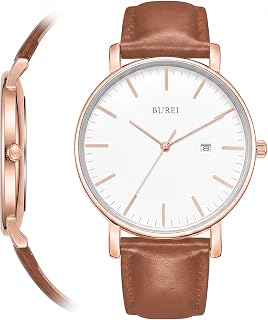 BUREI Ultra Dünne Uhren Herren Analoges Datum Armbanduhr Herren mit Japanisches Quarzwerk, Geschenke für Männer