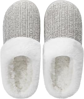 shoeslocker Womens Memory Foam Fuzzy Slippers Knitted House Slippers for Women Comfy Slip-On Warm House Shoes