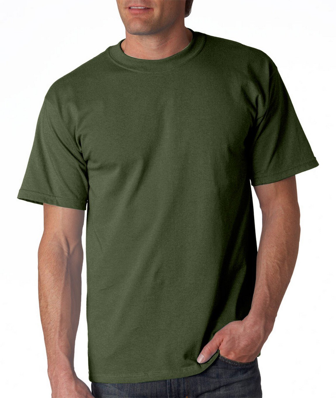 Gildan Men's Ultra Cotton Crew Neck Short Sleeved T Shirt Top Classic Item Men's