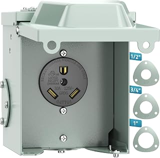 PAULINN 30 Amp RV Power Outlet Box, Nema TT-30R 125V RV Outdoor Panel Enclosed & Lockable for Outdoor Receptacle, Weatherproof, UL Listed, for RV Camper Travel Trailer Electric Car Generator
