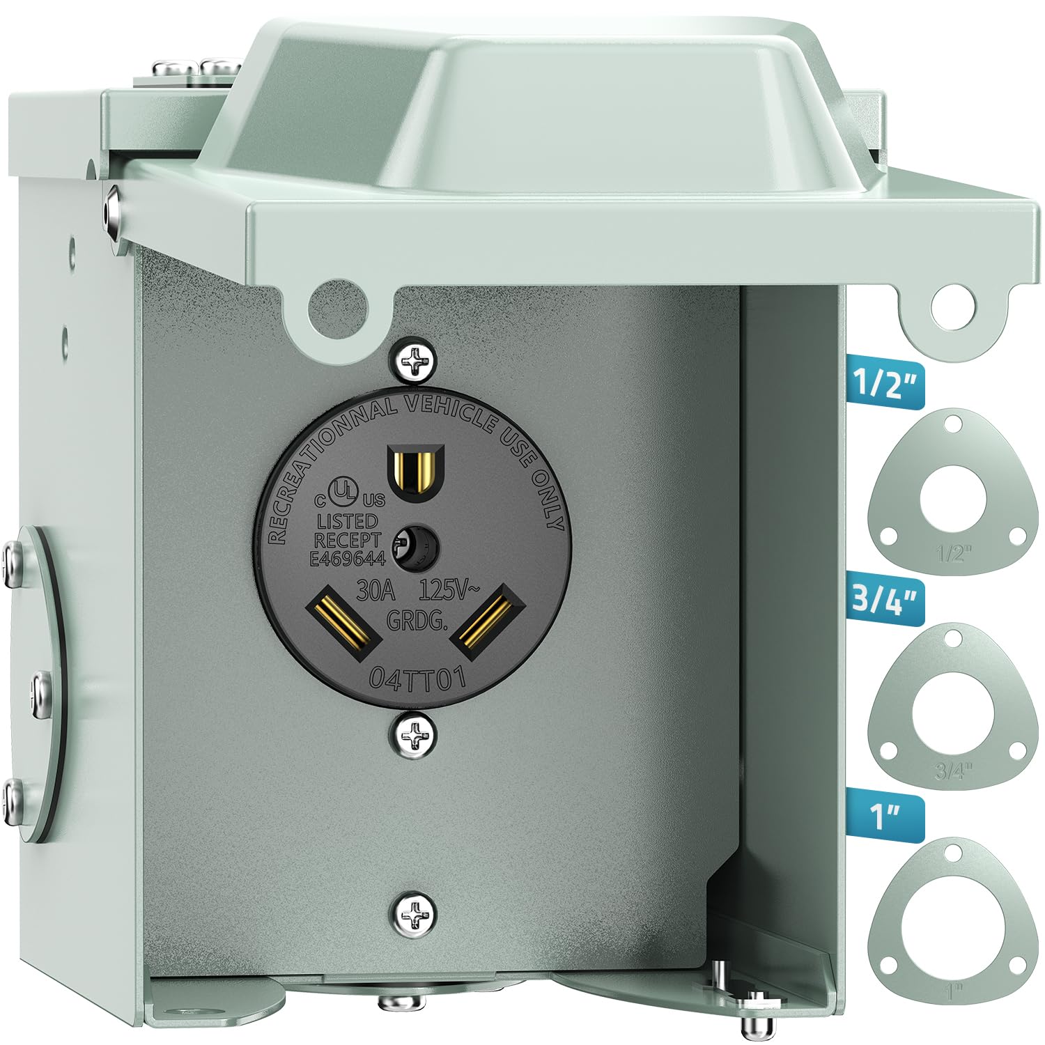 PAULINN 30 Amp RV Power Outlet Box, Nema TT-30R 125V RV Outdoor Panel Enclosed &
