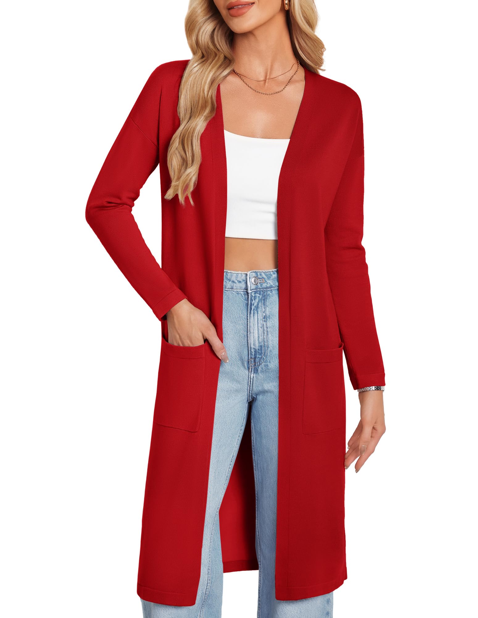 GRACE KARIN Womens Long Cardigan Sweaters Lightweight Open Front Maxi Cardigans 