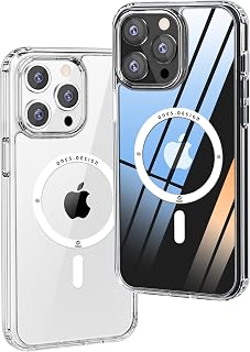 ONES Funda Magnética para iPhone 13 Pro 6,1 Pulgadas Compatible con MagSafe, Carga inalámbrica, Anti-Amarillo, Protección de grado militar, Respaldo Transparente Antiarañazos (HD Clara)
