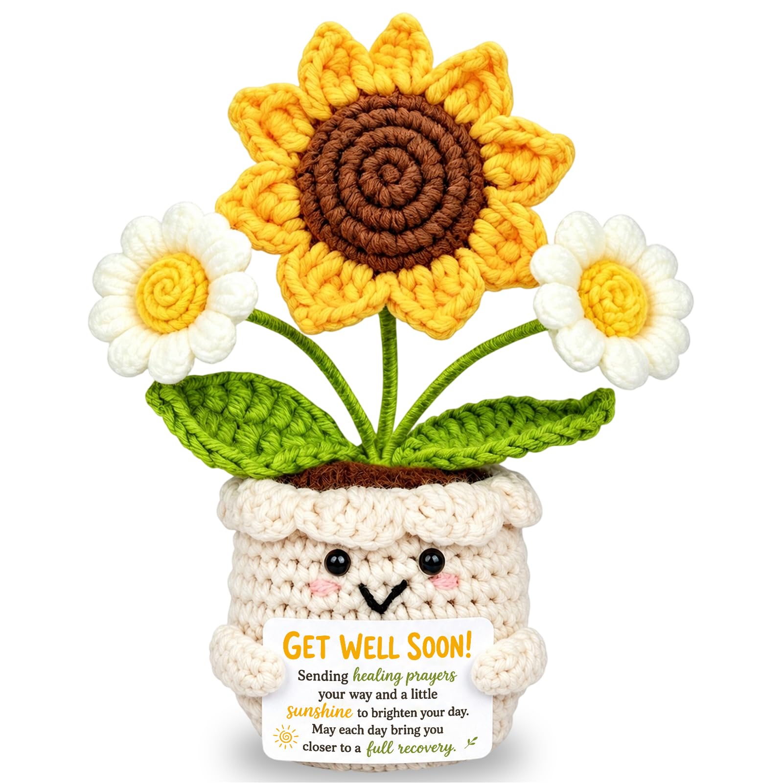 Get Well Gifts for Women After Surgery, Handmade Positive Sunflower Crochet | Su