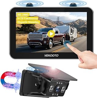 VEKOOTO VK7 Pro Magnetic Solar Wireless Backup Camera, 7-Inch Touchscreen | 15,800mAh Battery for Extended Use, HD 1080P, No Wiring Required, Ideal for Hitching, Horse Trailers, RVs and Trucks