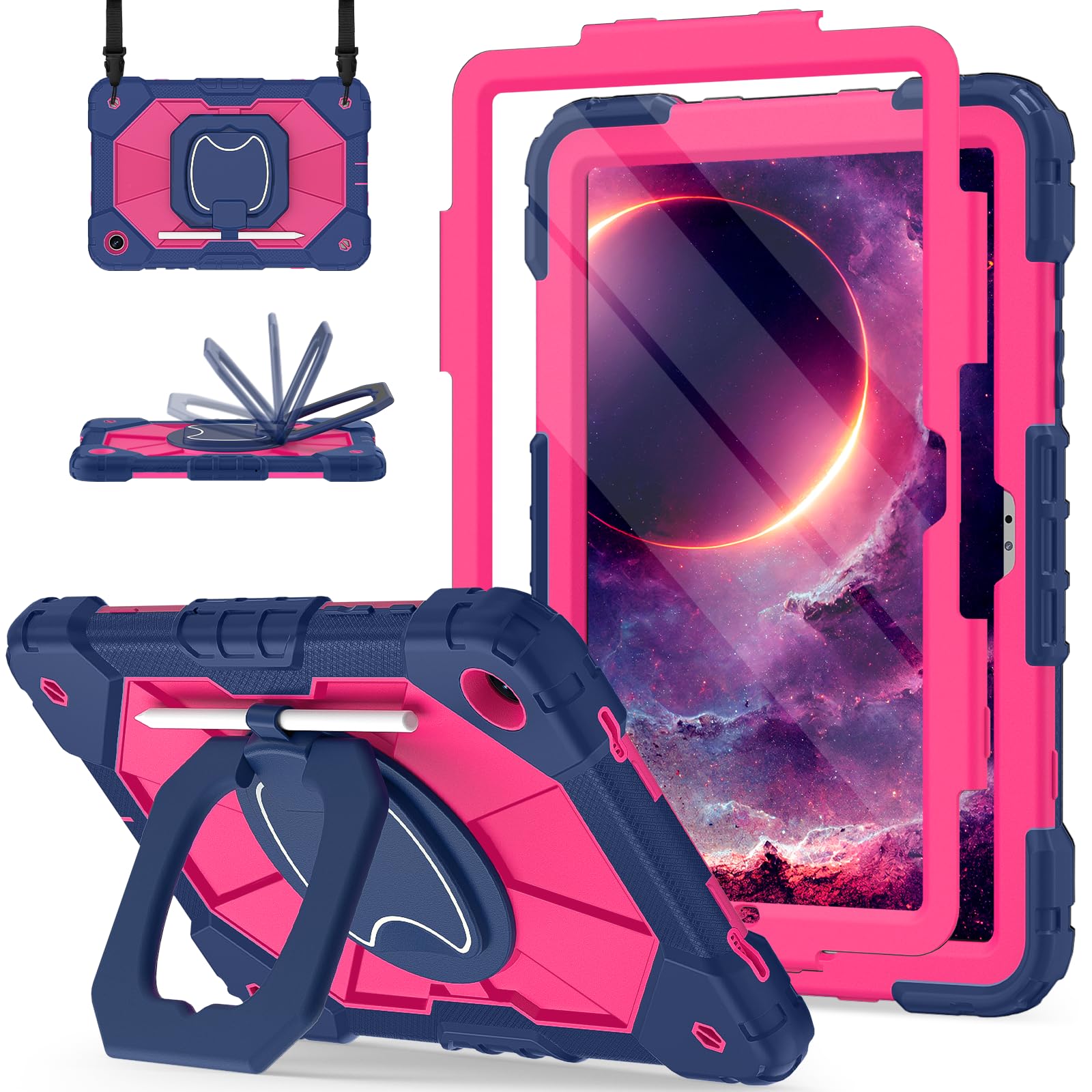 Scnioy for Galaxy Tab A11+ Plus / A9+ Case 11 Inch 2025/2023, Navy Pink