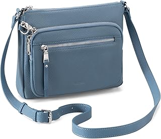 befen Genuine Leather Crossbody Bags for Women Medium Size RFID Blocking Leather Handbag for Women with Multiple Zipper Pockets