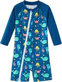 UMELOK Baby Boys Swimsuit Full Zip Rashguard UPF 50+ Infant Bathing Suit