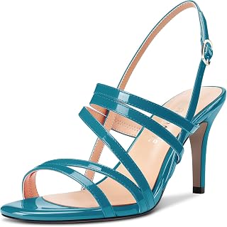 Castamere Women's Mid Heel Open Toe Slingback Sandals Ankle Strap Sexy Wedding Party 8.5 cm Heels