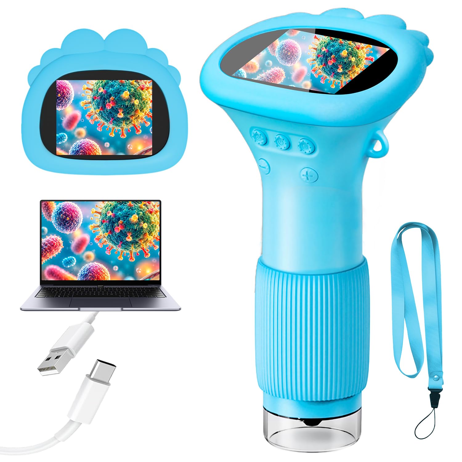 Microscope for Kids 1000X Handheld Digital Miniscope Stem Toys Gifts | 2.0" IPS 