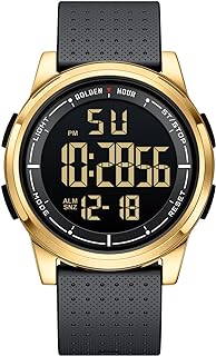 GOLDEN HOUR Ultra-Thin Minimalist Sports Waterproof Digital Men's Watches with Wide-Angle Display Rubber Strap Wristwatch for Men Women