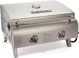 Cuisinart Outdoor Gas Grill, 20,000 BTU, Portable, 2-Burner | 22-lb propane grill for camping, tailgate, and BBQ cooking with electronic ignition and independent control knobs, CGG-306