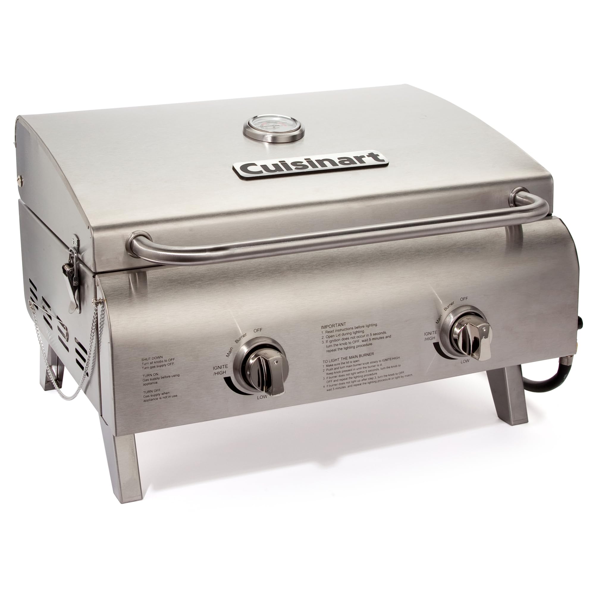 Cuisinart Outdoor Gas Grill, 20,000 BTU, Portable, 2-Burner | 22-lb propane gril
