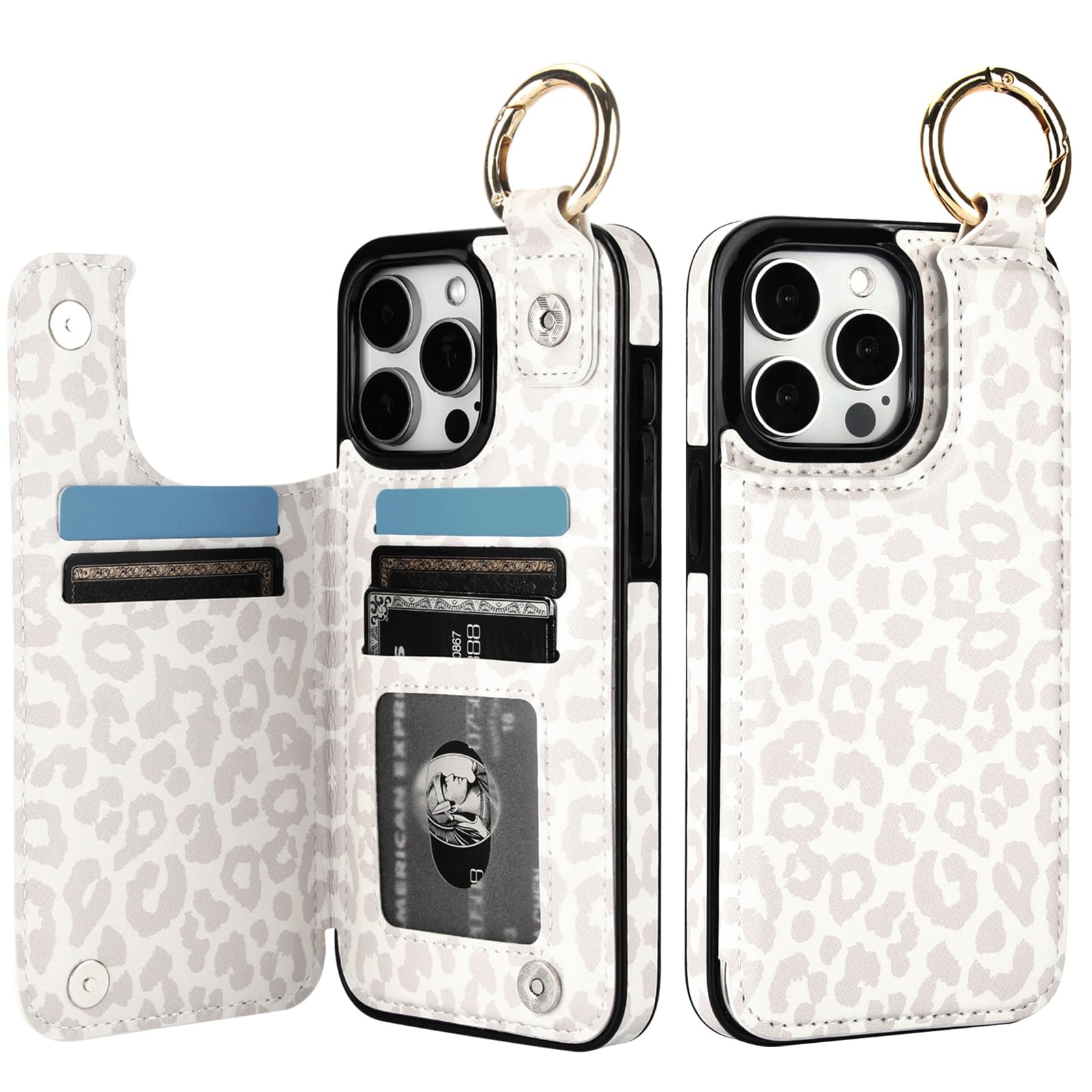 HAOPINSH Custodia a portafoglio per iPhone 15 Pro Max con porta carte, stampa le