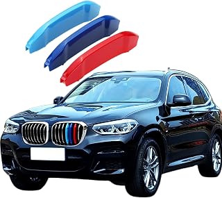 Grille Inserts compatible with BMW X3 G01 2018-2021 and X4 G04 2019-2021 | Tricolor ABS Grill Exterior Trim Accessories,Buckle Clip Design for oem Exact fit