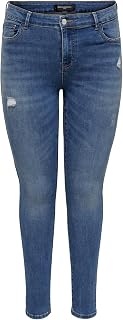 ONLY ONLWAUW Women's Normal Waist Stretch Denim Jeans with Used Bleached Design