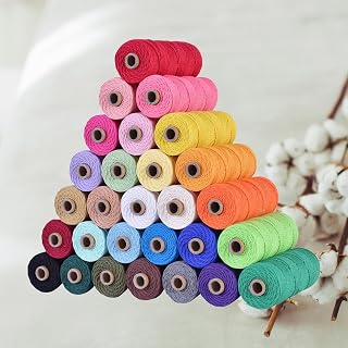 2mm Macrame Cord 100 Yards Natural Caramel Cotton Cord for DIY Crafts, Wall Decor, Plant Holder, Gift Wrapping, Boho Decor