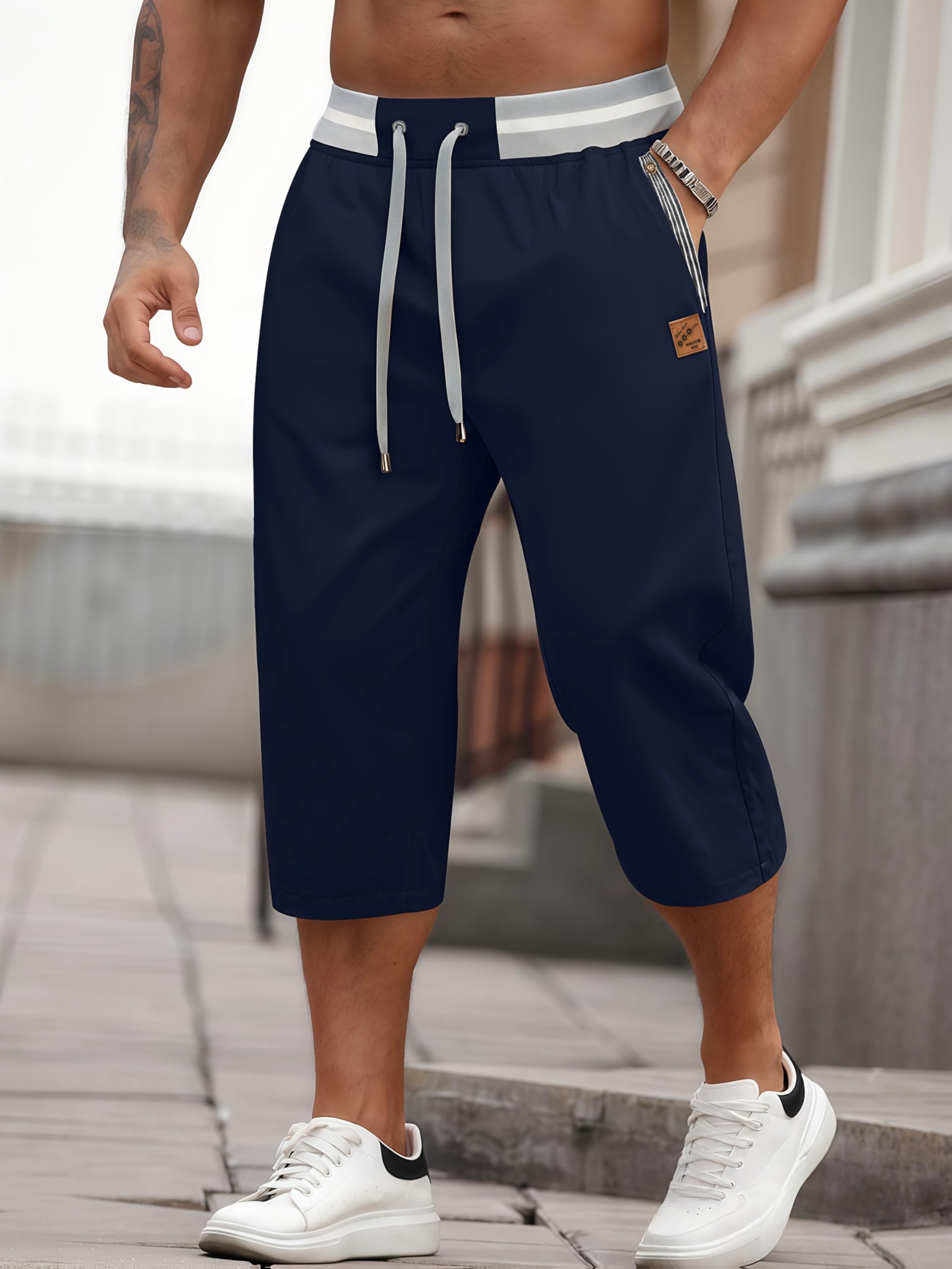 Mens Casual Shorts Drawstring Relaxed Fit Athletic Casual Shorts Elastic Waist S