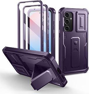Dexnor Cover Compatibile con Samsung Galaxy S24 FE con Copertura Integrata Della fotocamera Scorrevole & Protezione dello Schermo & Kickstand, Custodia Resistente Agli urti Protettiva - Phantom Purple