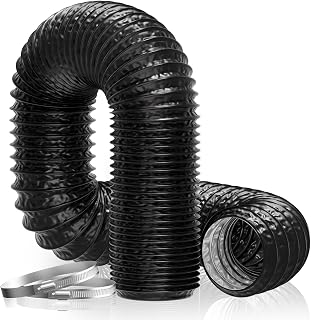 Hon&Guan Diameter 150 mm Exhaust Pipe, 5 m PVC Aluminium Pipe Hose with 2 Hose Clips for Mobile Air Conditioning, Dryer, Exhaust Fan, Extractor Hood, Ventilation System, Black
