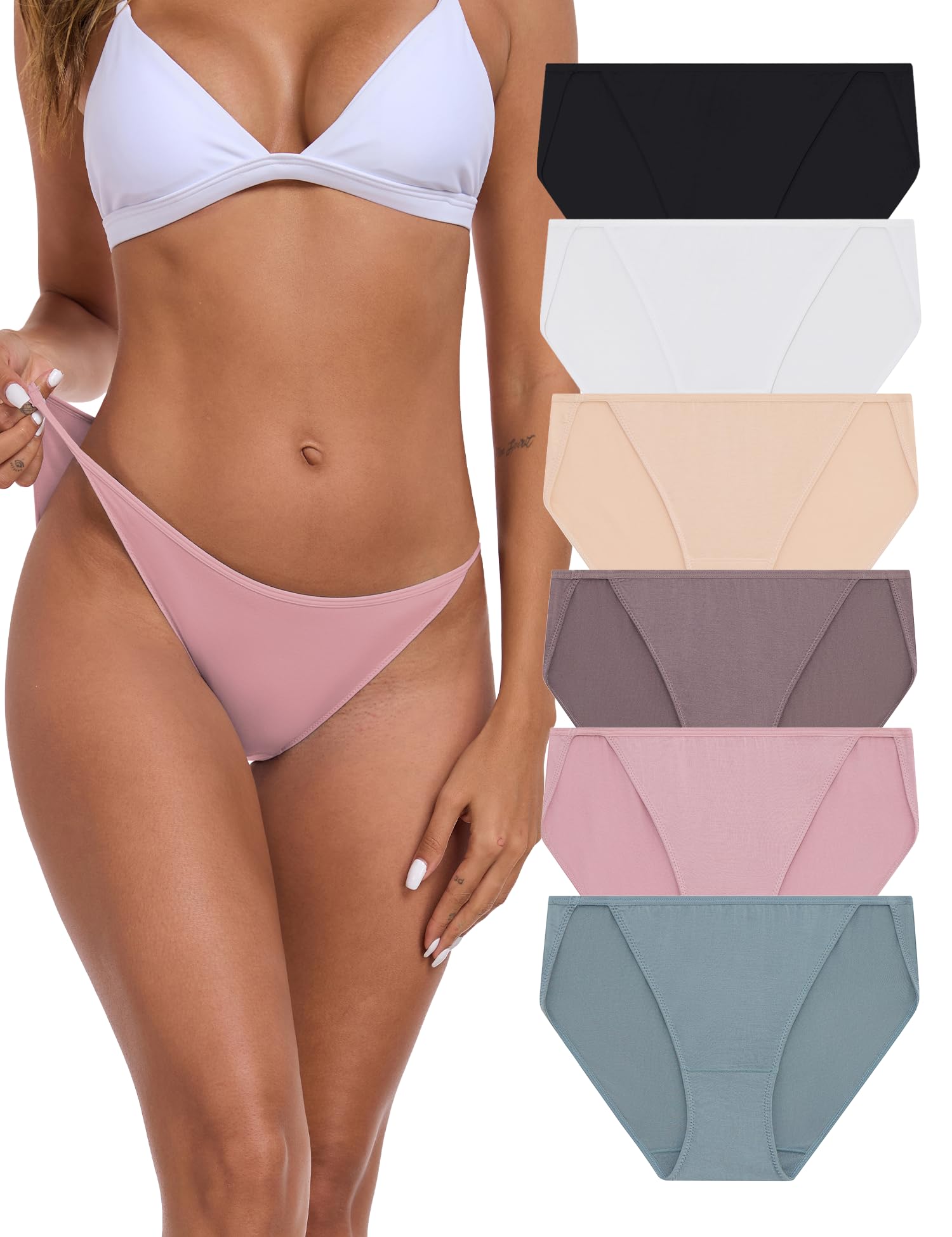 ANLIQI Women’s High Cut String Bikini Underwear Soft Modal Low Rise No Show Pant