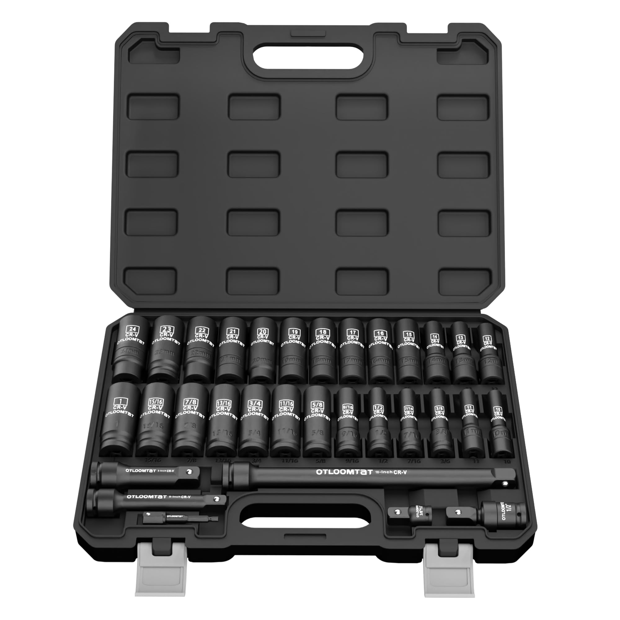 OTLOOMTBT 32PCS 1/2" Drive Impact Socket Set, SAE and Metric Deep Sockets |
