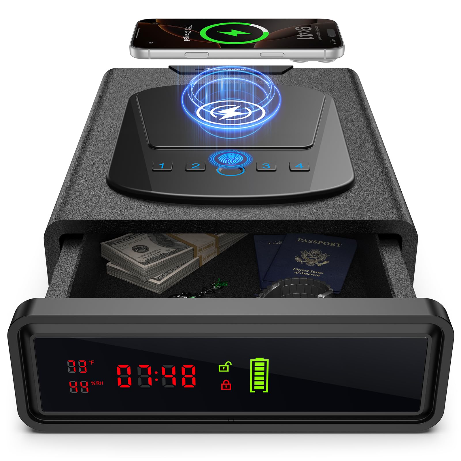 CVLIFE Biometric Gun Safe for Handgun, Fingerprint Safe, Alarm Clock Safe | Wire