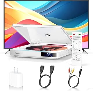 HDMI DVD Player for Smart TV, Region Free DVD Player with Mini Design | Compact DVDs Players for Home, USB Playback, PAL/NTSC Format, Memory Playback, Comes with Remote Control, AV & HDMI cables