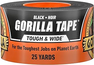 GORILLA Tough & Wide Heavy Duty Duct Tape, Black, 2.88" x 25 yd, 1-Pack | Weather Resistant, Indoor & Outdoor Use, Double-Thick Adhesive, Reinforced Backing, Hand-Tearable