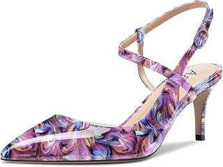 Aachcol レディース スリングバックパンプス アンクルストラップ D'Orsay スティレット ミッドヒール クローズポインテッドトゥ ドレスシューズ 2.5インチ