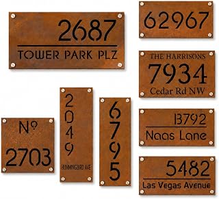 Custom Rusted Metal House Number Sign Street Name, Outdoor Address Plaque | Personalized Rusted Iron Address Sign With Acrylic Backing, Durable Layered Design For Wall Modern Farmhouse Outdoor Decor