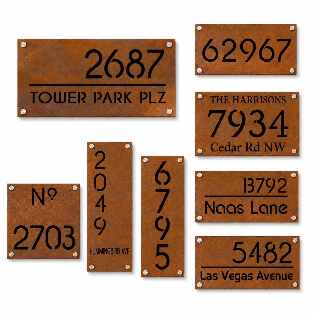 Custom Rusted Metal House Number Sign Street Name, Outdoor Address Plaque | Pers