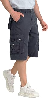 BEST SOUTH Men's Long Cargo Shorts Below Knee 13 Inches Cotton Relaxed Fit