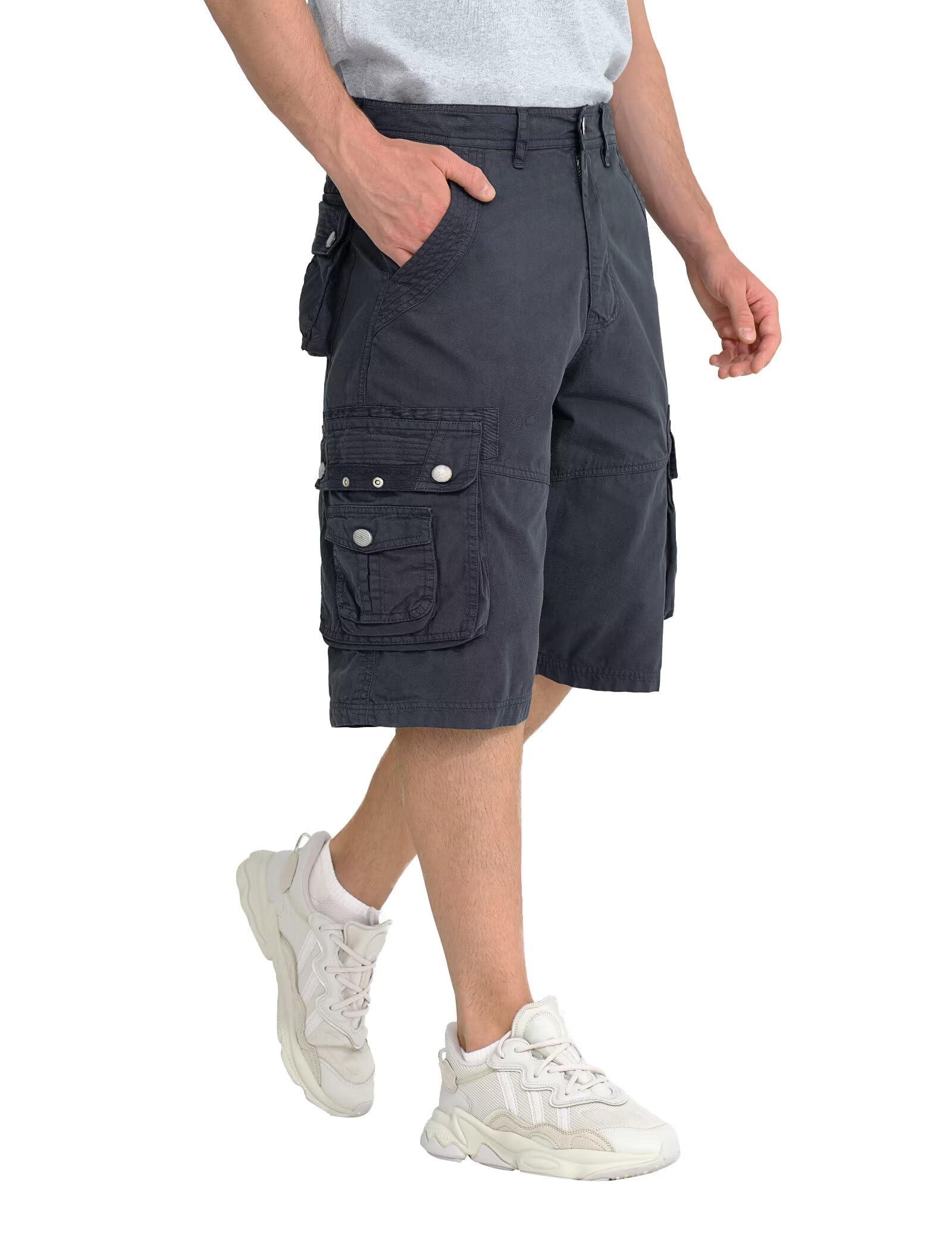 BEST SOUTH Men's Long Cargo Shorts Below Knee 13 Inches Cotton Relaxed Fit