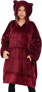 THREE POODLE Oversized Blanket Hoodie, Sherpa Fleece Wearable Blanket Sweatshirt for Adults Kids, Warm Soft Cozy Hooded Blanket Women Men Kids, One Size Fit All