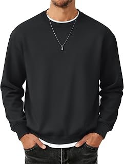 MAGCOMSEN Mens Sweatshirt Fleece Lined Long Sleeve Cotton Crewneck Pullover Winter Warm Casual Thermal Basic Tops