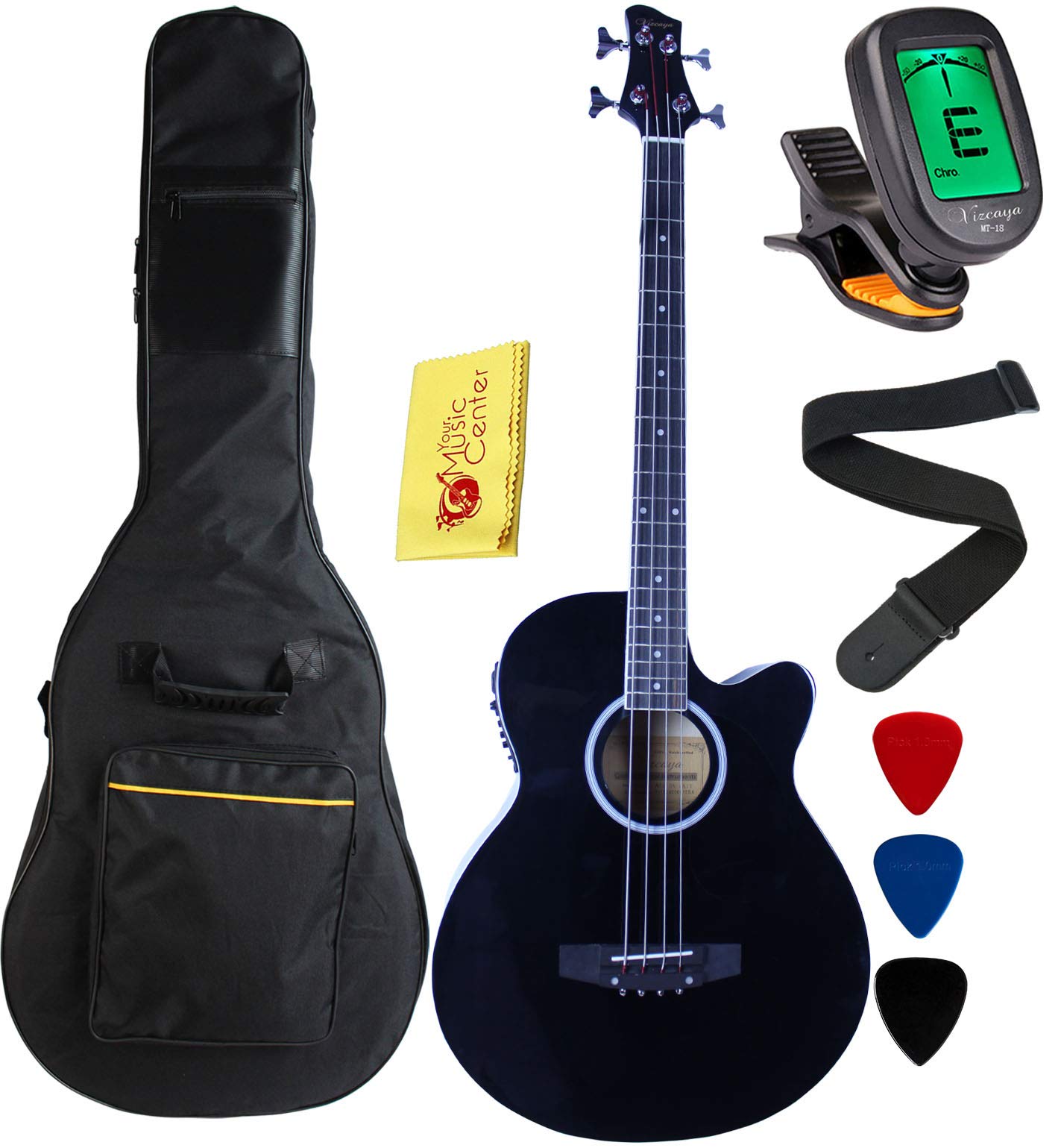 YMC 4 Strings Cutaway Acoustic-Electric Bass Guitar With 4-Band Equalizer, Adjus