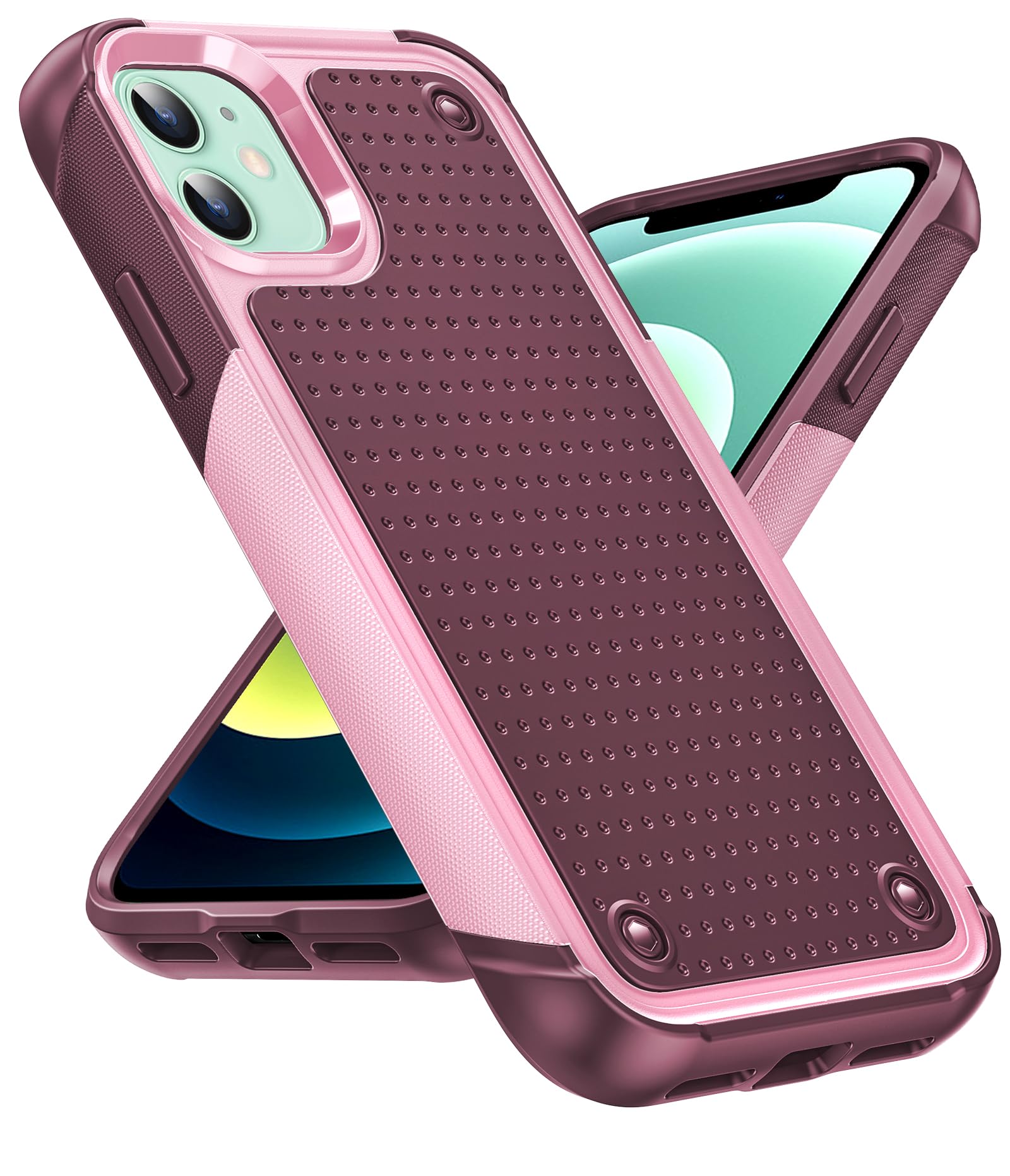 Compatible for iPhone 15 Plus Case: Dual Layer Shockproof Hard PC Textured Back 