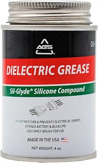 AGS Dielectric Grease for Electrical Connectors – 4oz Silicone Grease for Spark Plugs, Battery Terminals, Wiring & Connectors, Made in USA Since 1931, Brush-Top Can for Precise, Mess-Free Application
