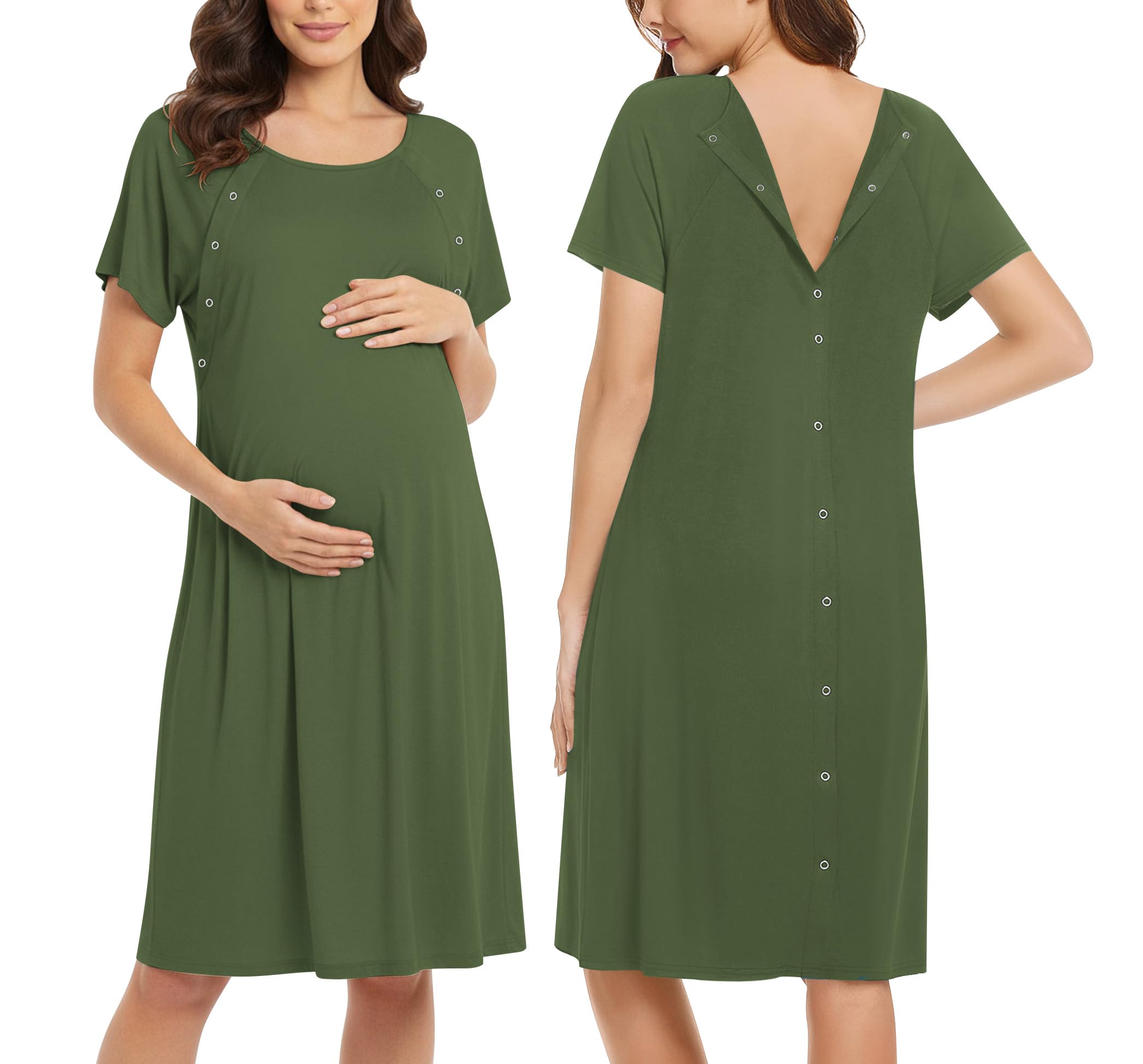 Ekouaer Women’s Nursing/Delivery/Labor/Hospital Nightdress Short Sleeve Maternit