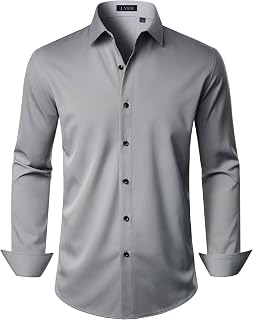 J.VER Mens Dress Shirts Stretch Long Sleeve Formal Business Casual Button Down Shirts Wedding Prom
