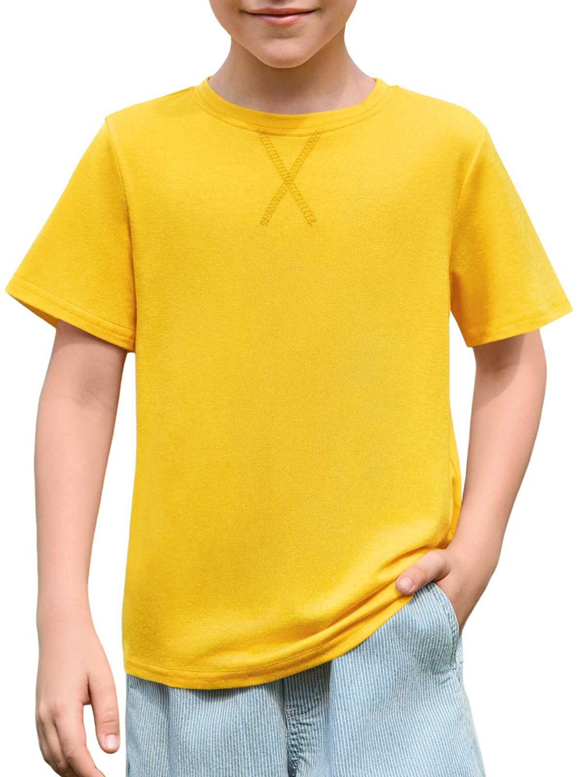 Haloumoning Kids Summer Short Sleeve Crew Neck T-Shirt 5-14 Years