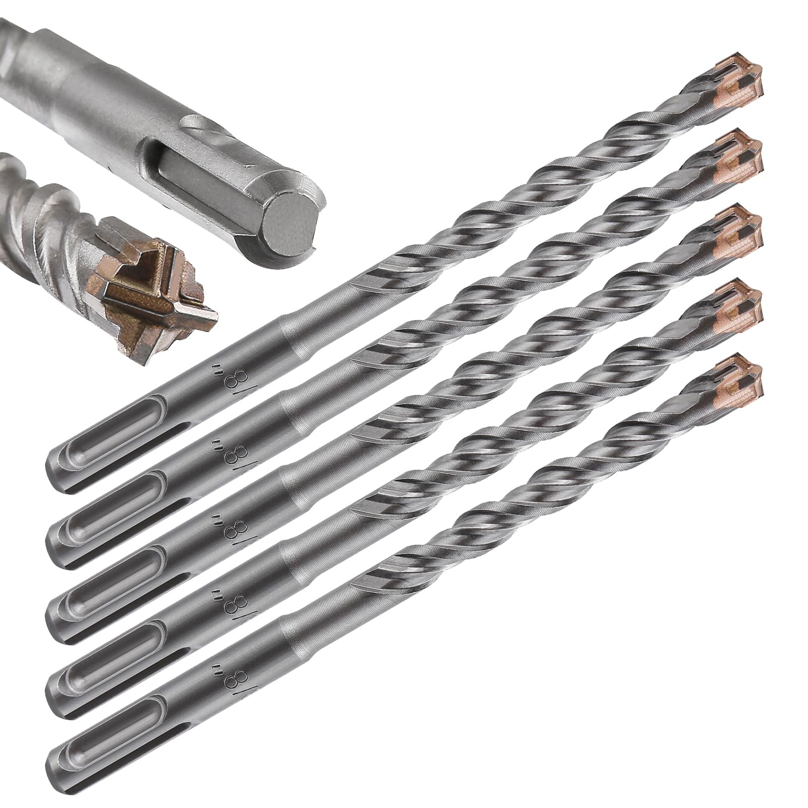 Wensilon Concrete Drill Bit 5pcs 3/8" X 6"-4" Cross-Type Double Thread Carbide M