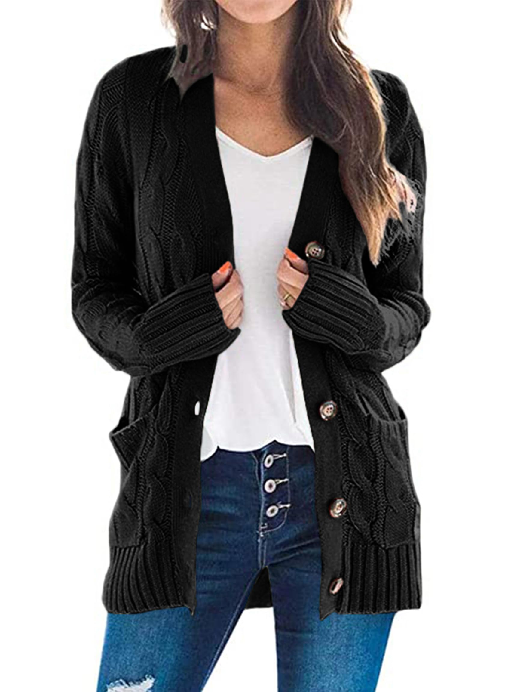 PreTTYGARDEN - Women's Long Sleeve Button Down Cardigan with Pockets