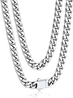 Bandmax Panzerkette Herren Kette Edelstahl Halskette 5/7/9/12MM breit Damen Kubanische Kette Silber/Gold/Schwarz Gliederkette Männer Hip Hop Kette Schmuck Auswählbare Kettenlänge 45-76CM