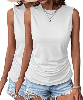 Zeagoo Women Tank Top Ruffled Summer Elegant Casual Round Neck Sleeveless Shirts S-XXL