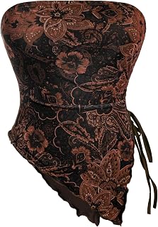 Milumia Women's Boho Crop Top Y2k Asymmetrical Bandana Tube Tops 2000s